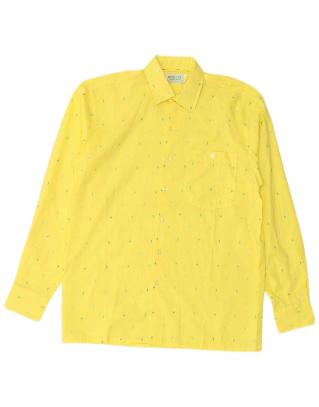 NORTONS Mens Shirt Small Yellow Spotted Cotton