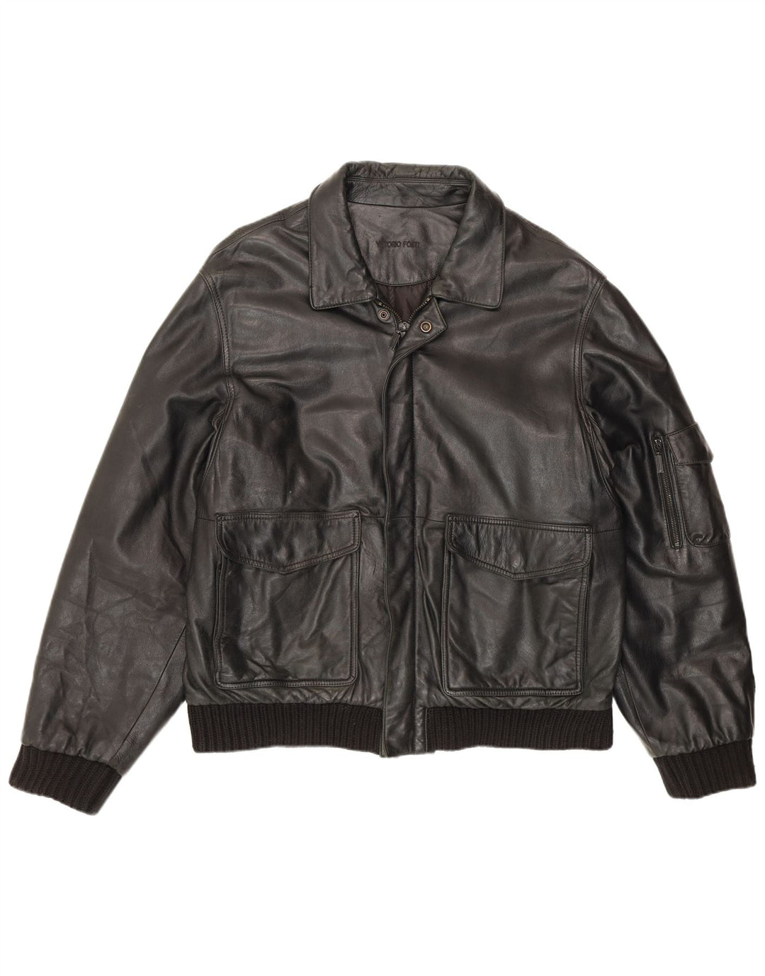 Vittorio Forti Blouson aviateur en cuir pour homme IT 50 Large Noir