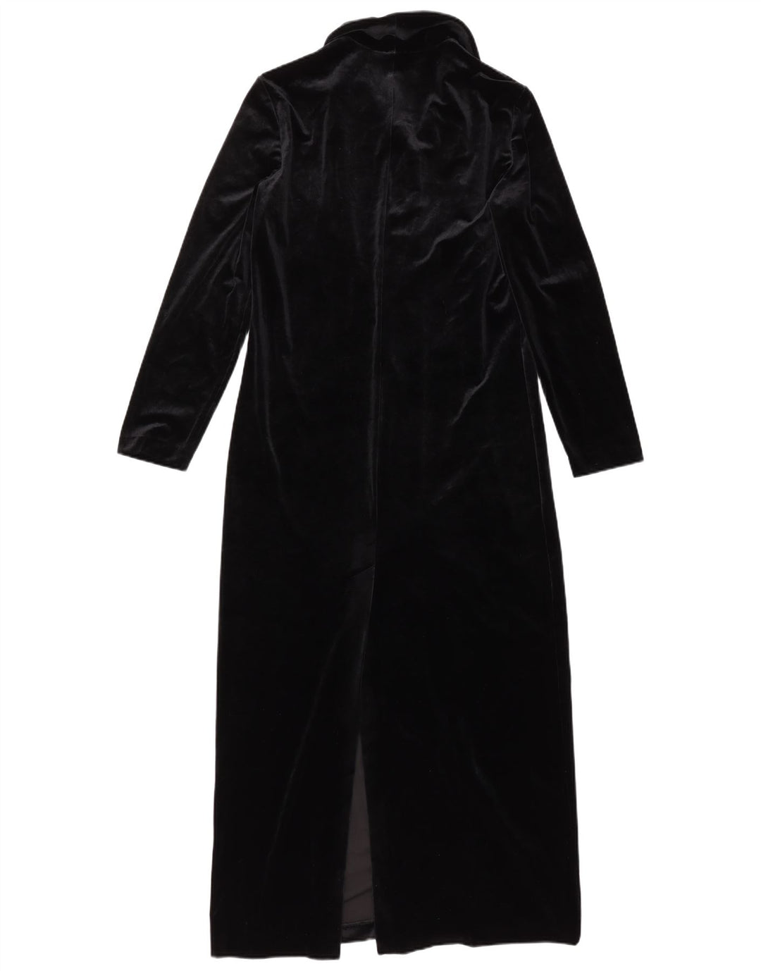 VINTAGE Robe chemise en velours femme UK 10 Petit polyester noir