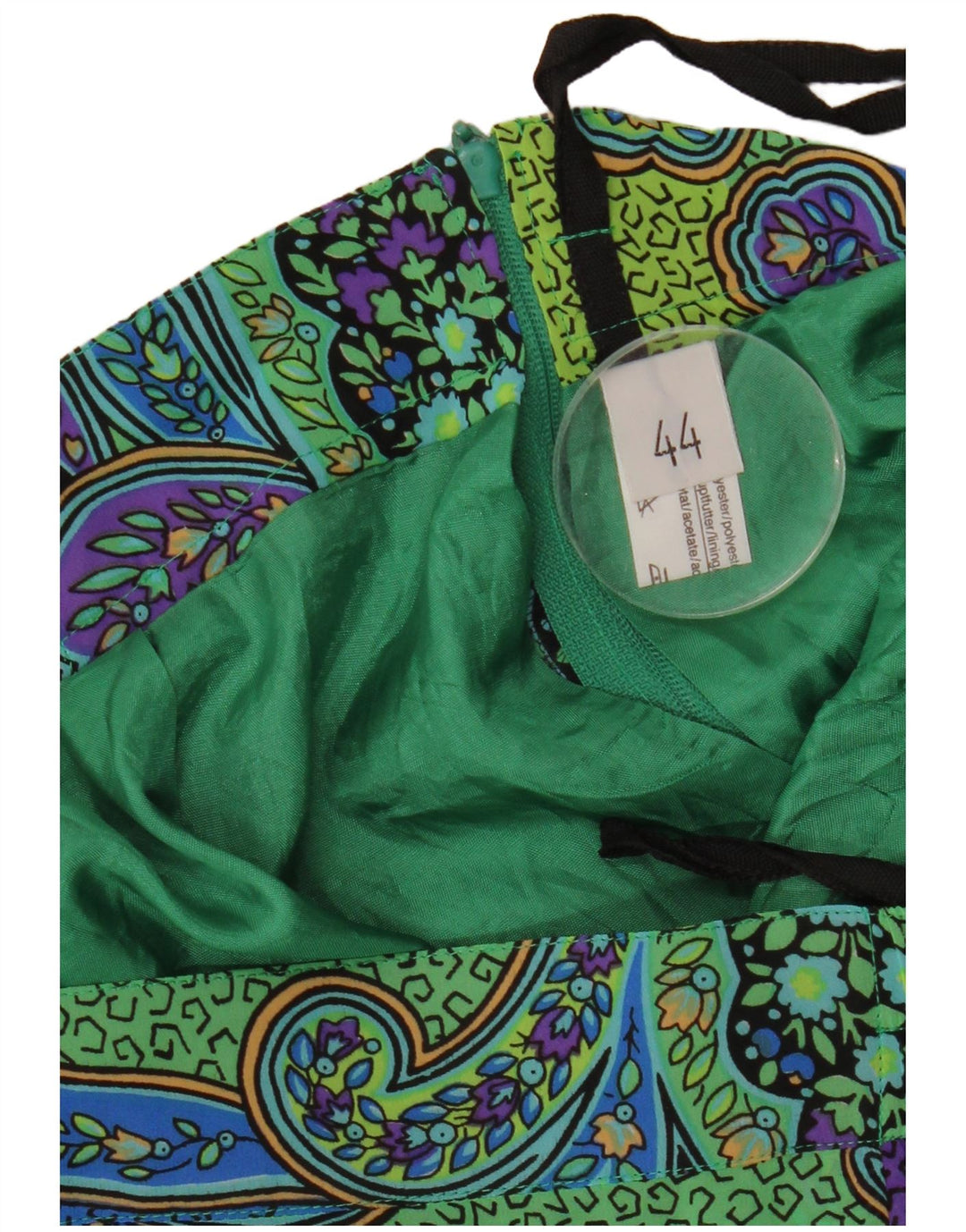 jupe crayon femme vintage IT 44 Medium W34 Vert Paisley Polyester