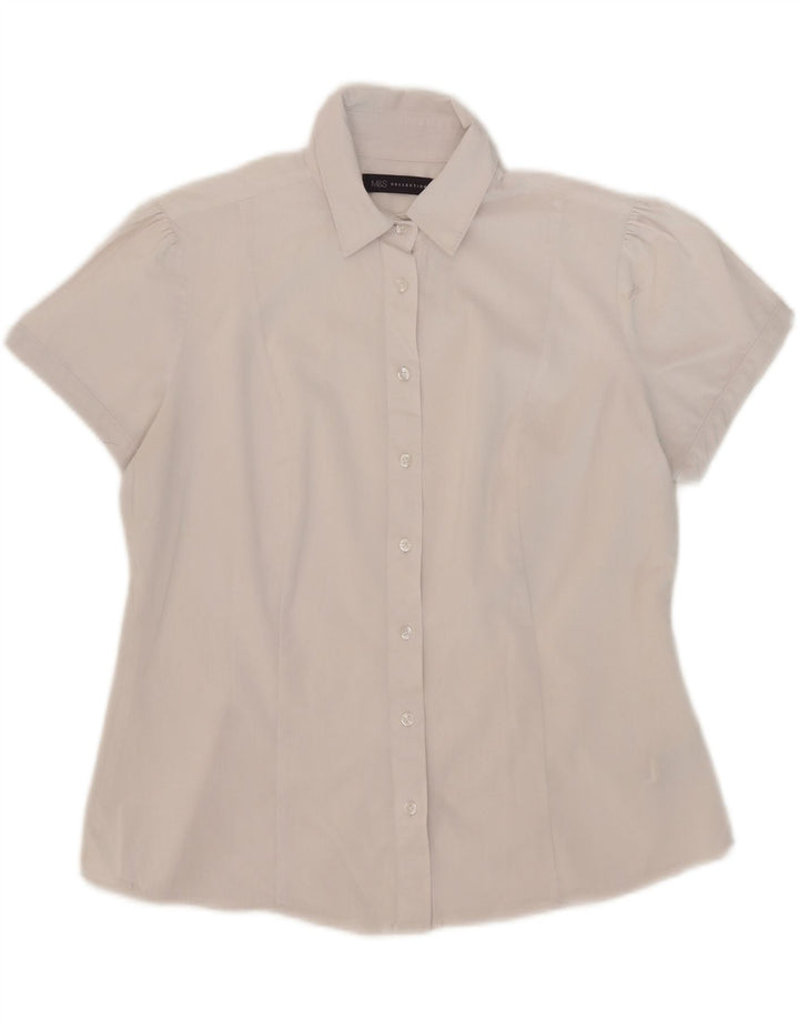 Marks & Spencer Chemise à manches courtes pour femme UK 12 Coton blanc moyen
