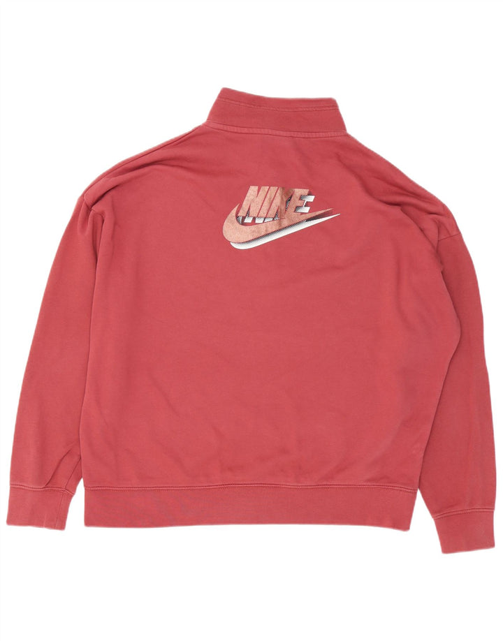 NIKE Sweat-shirt surdimensionné à col zippé pour femme UK 16 Grand Rouge