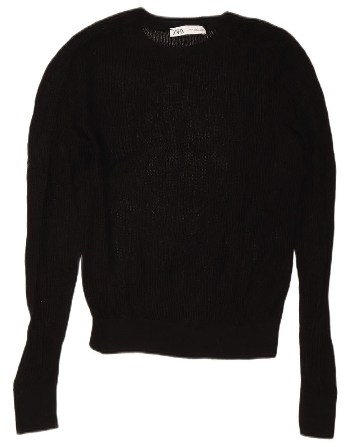 ZARA Womens Crew Neck Jumper Sweater UK 10 Small Black