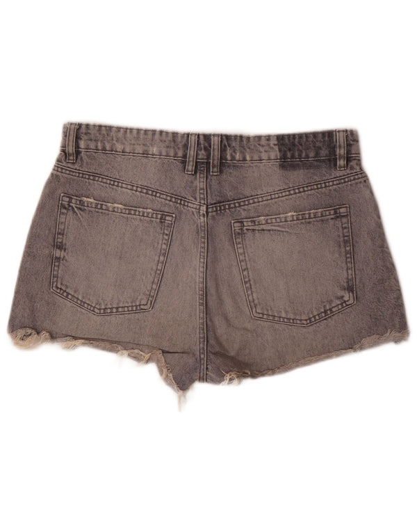 Zara Womens Distressed Denim Shorts EU 42 Large W32 Grey Cotton