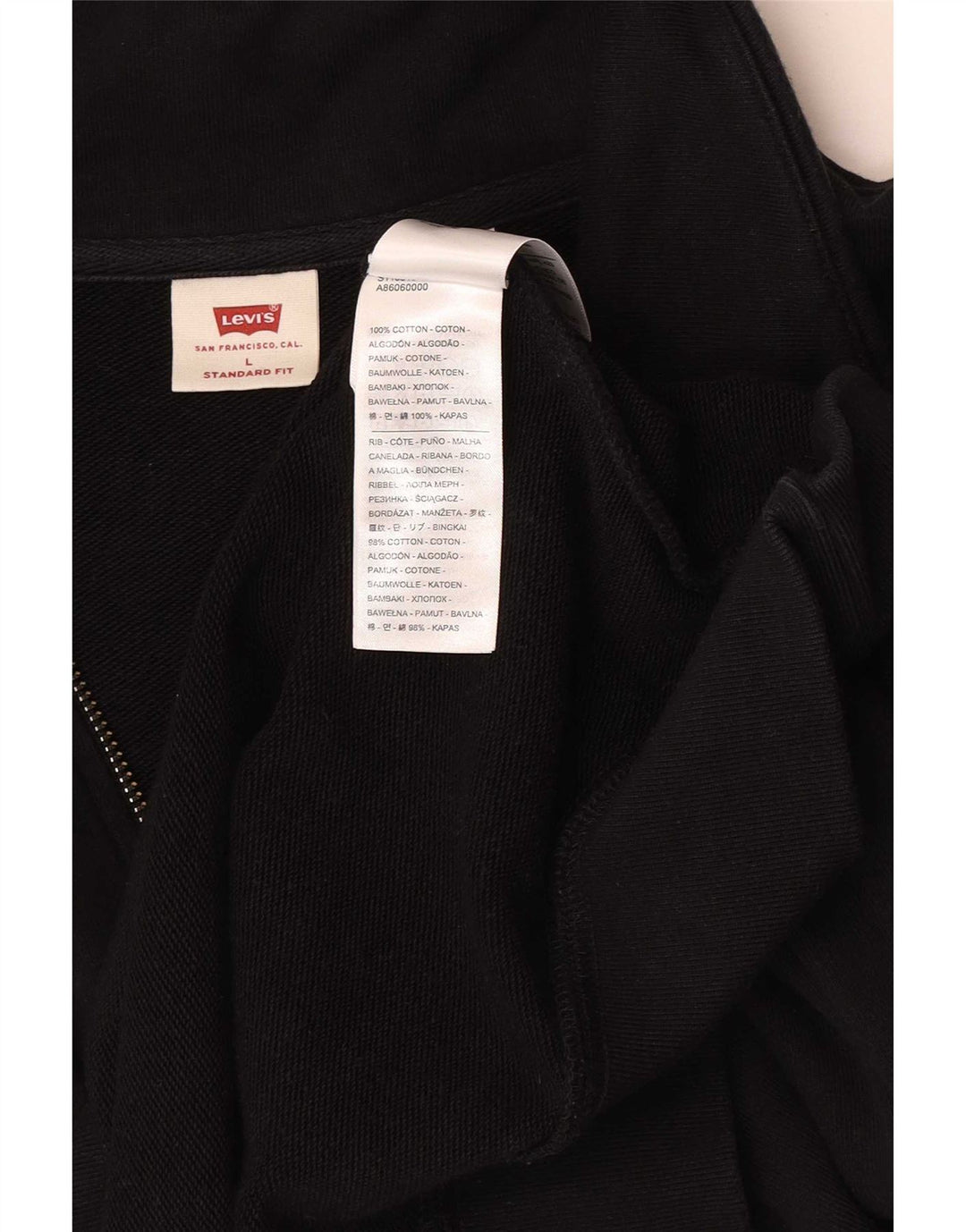 Levi's Pull Standard Zip Neck Homme Noir Coton