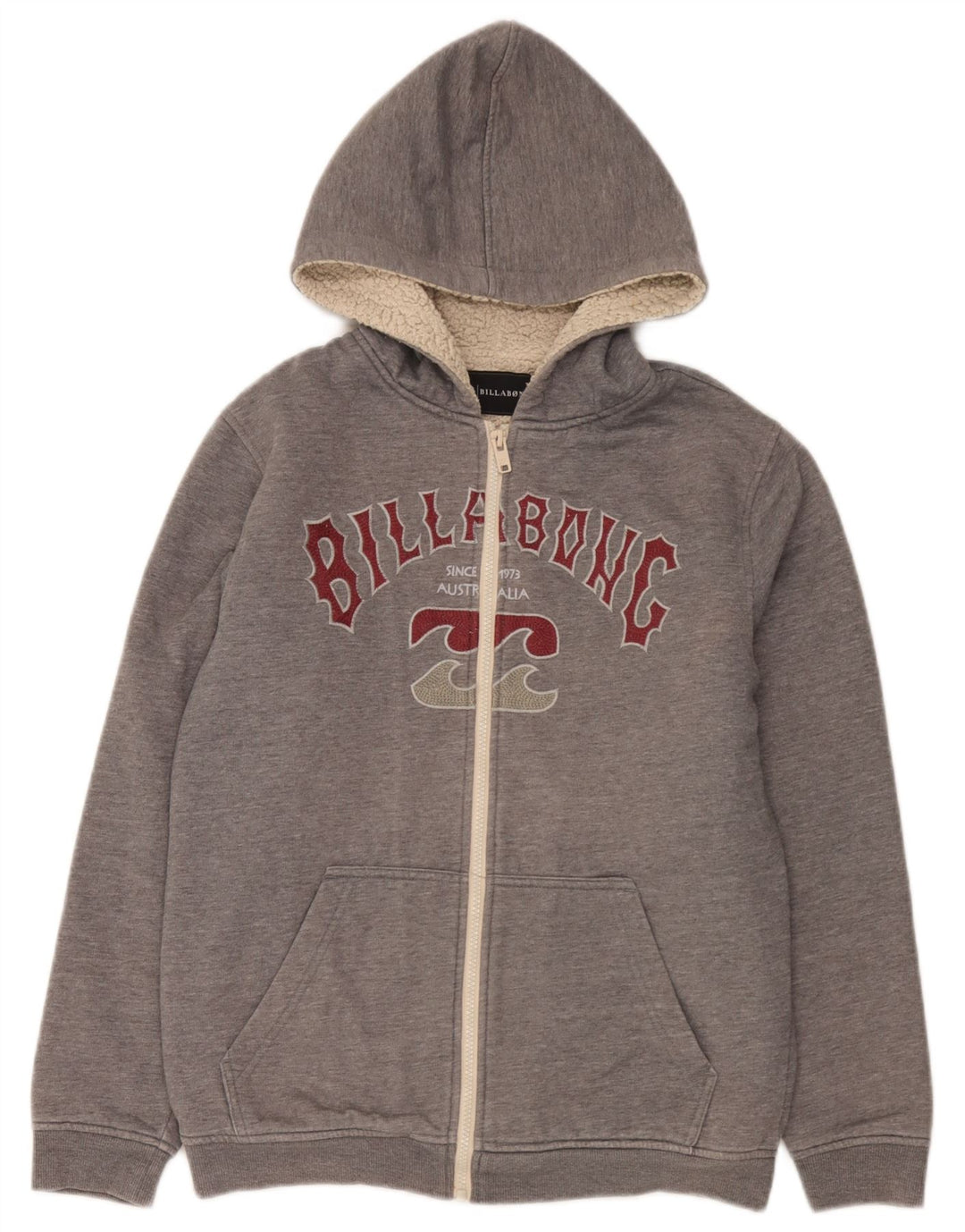 Billabong Pull à capuche zippé graphique pour garçons 15-16 ans Gris Polyester