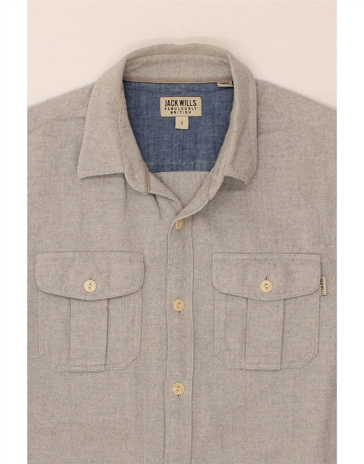JACK WILLS Mens Shirt Small Grey Herringbone Cotton Vintage Jack Wills and Second-Hand Jack Wills from Messina Hembry 