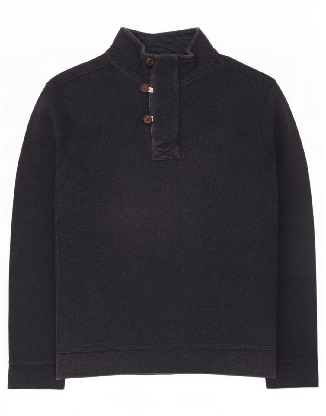 Fat Face Sweat-shirt à col boutonné pour homme en coton bleu marine Taille L