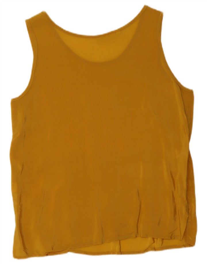vintage Femme Débardeur IT 44 Soie Jaune Moyenne