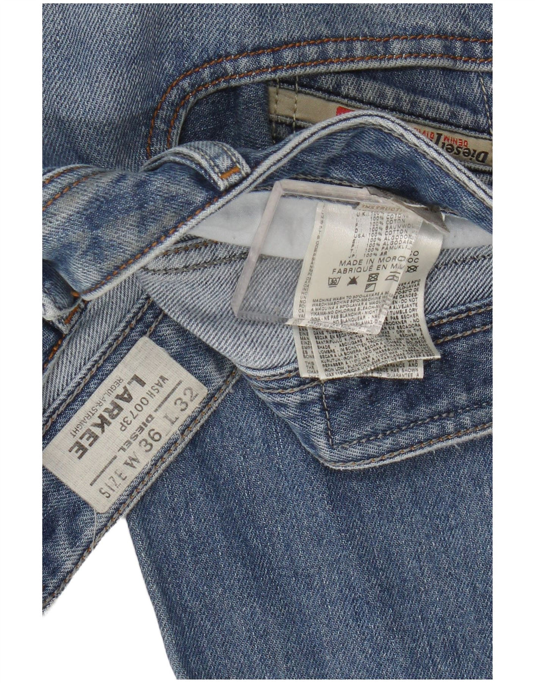 Diesel Jean Larkee Boxy Droit Homme W36 L28 Bleu Coton