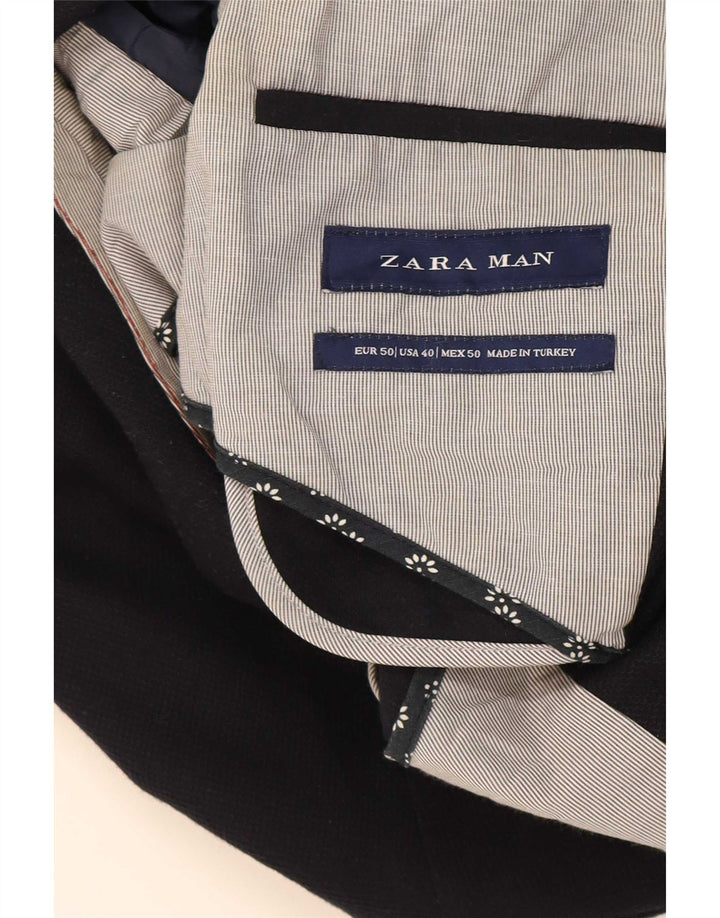 Zara Veste Blazer 2 Boutons Homme EU 50 Bleu Marine Moyen