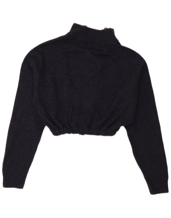 Marks & Spencer Pull court à col zippé pour femme UK 14 Bleu marine moyen