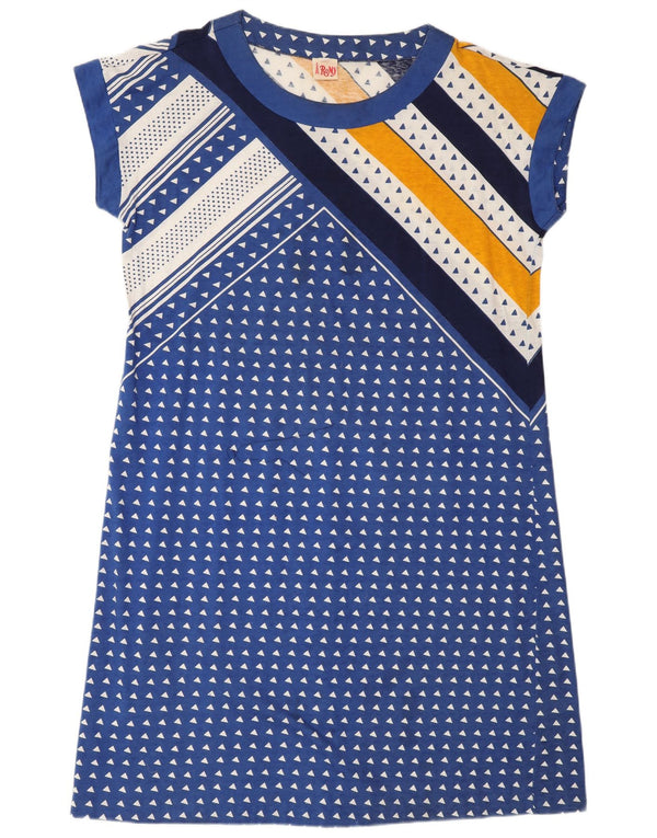 Romy Robe T-Shirt Femme UK 18 XL Bleu Géométrique Polyamide