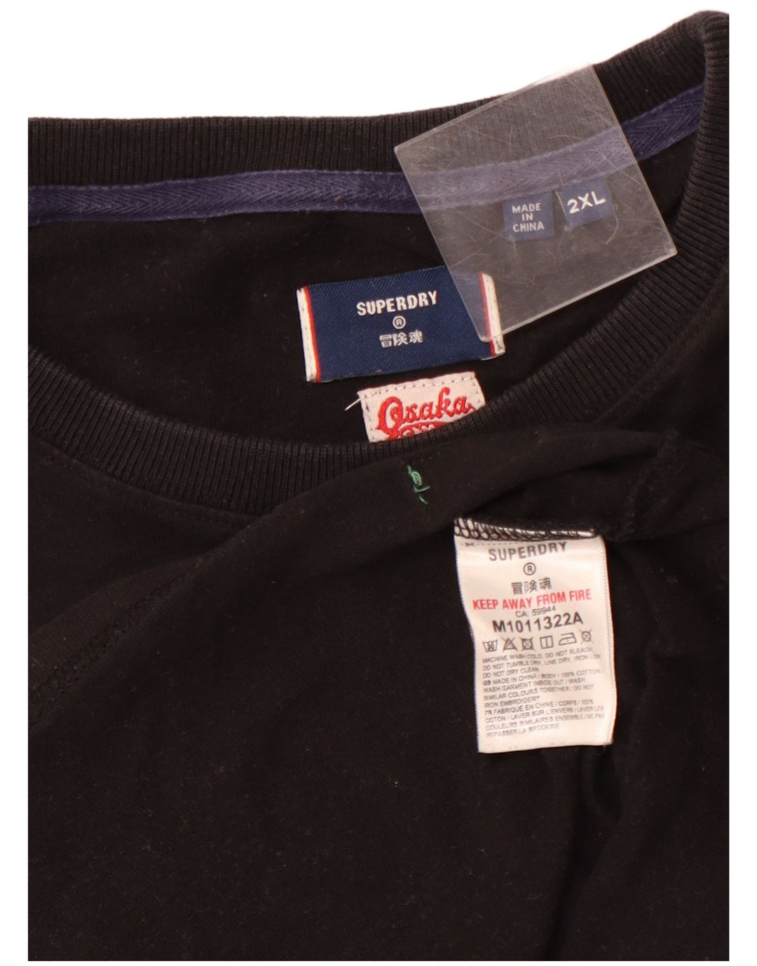 SUPERDRY T-Shirt Graphique Homme Top 2XL Noir Coton