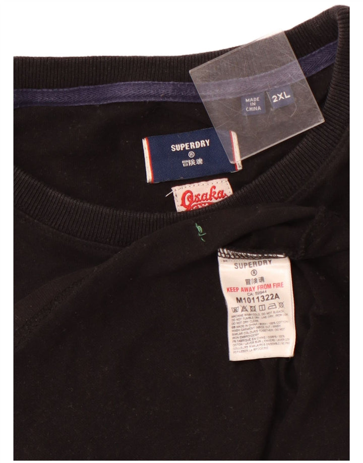 SUPERDRY T-Shirt Graphique Homme Top 2XL Noir Coton