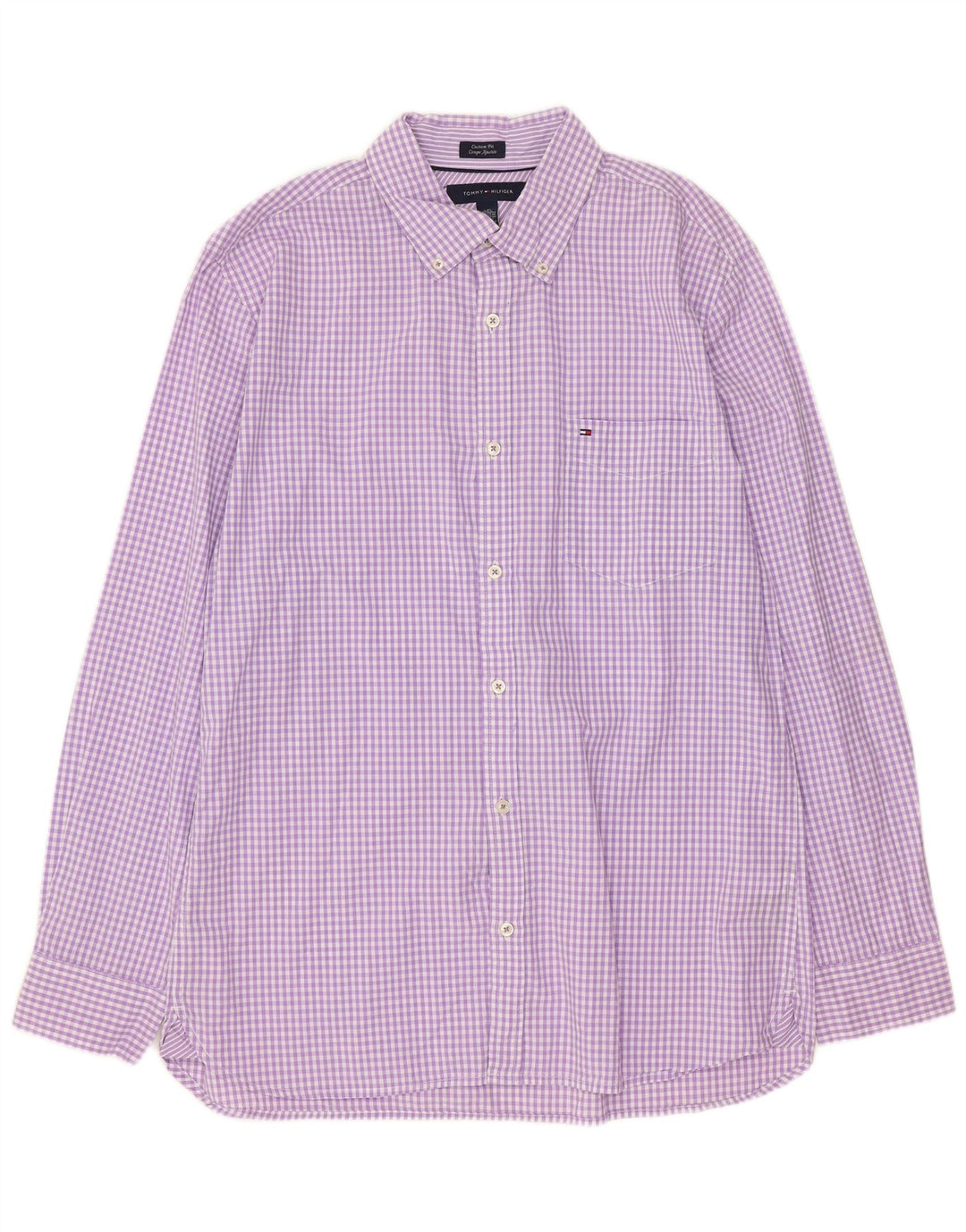 Tommy Hilfiger Chemise sur mesure pour homme Grand coton vichy violet