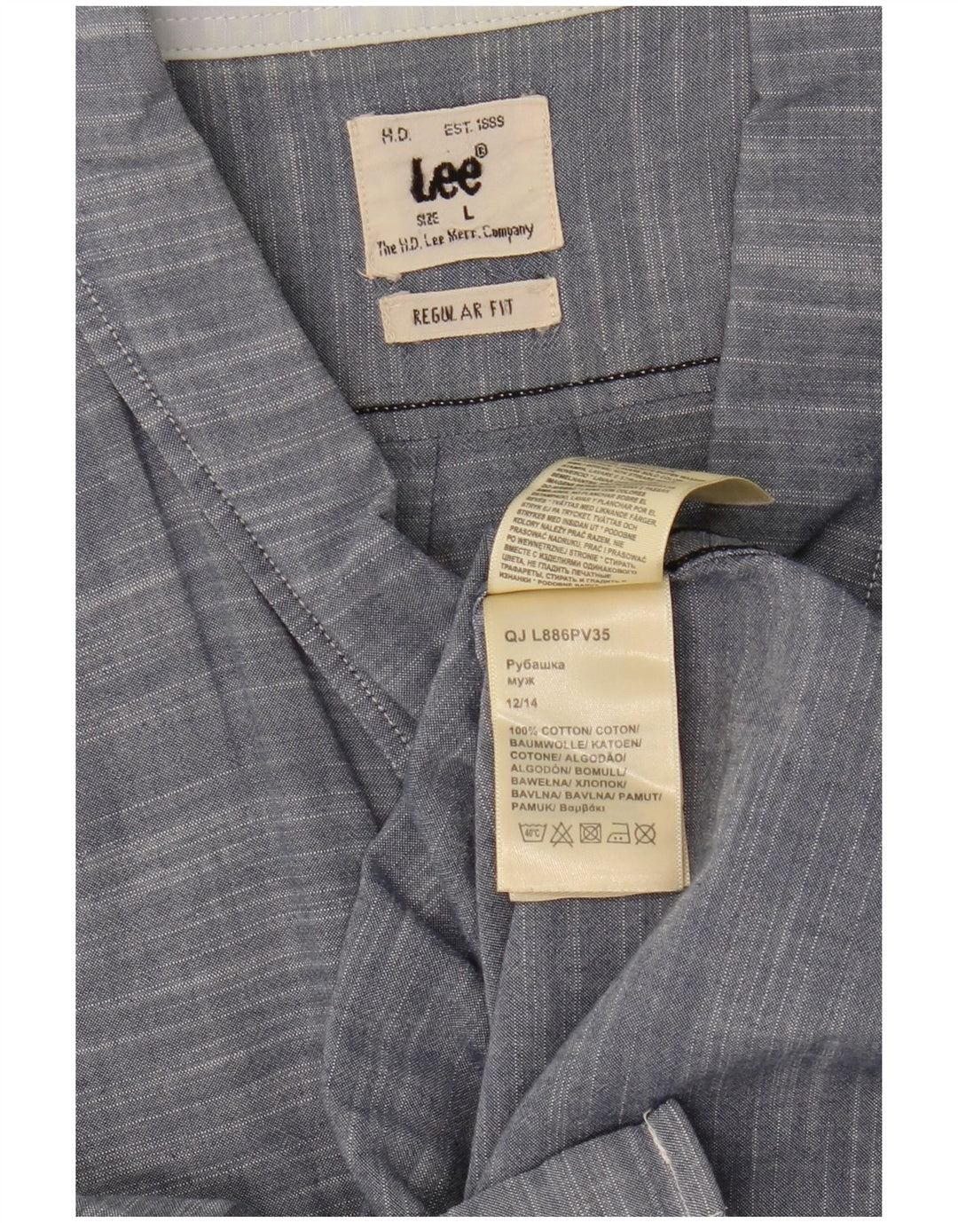 Lee Chemise à manches courtes pour hommes, coupe régulière, grand coton moucheté bleu