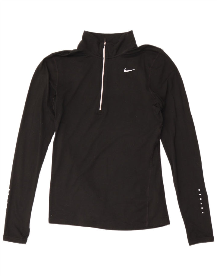 Nike Haut de survêtement Dri Fit à col zippé pour femme UK 10 Petit Noir