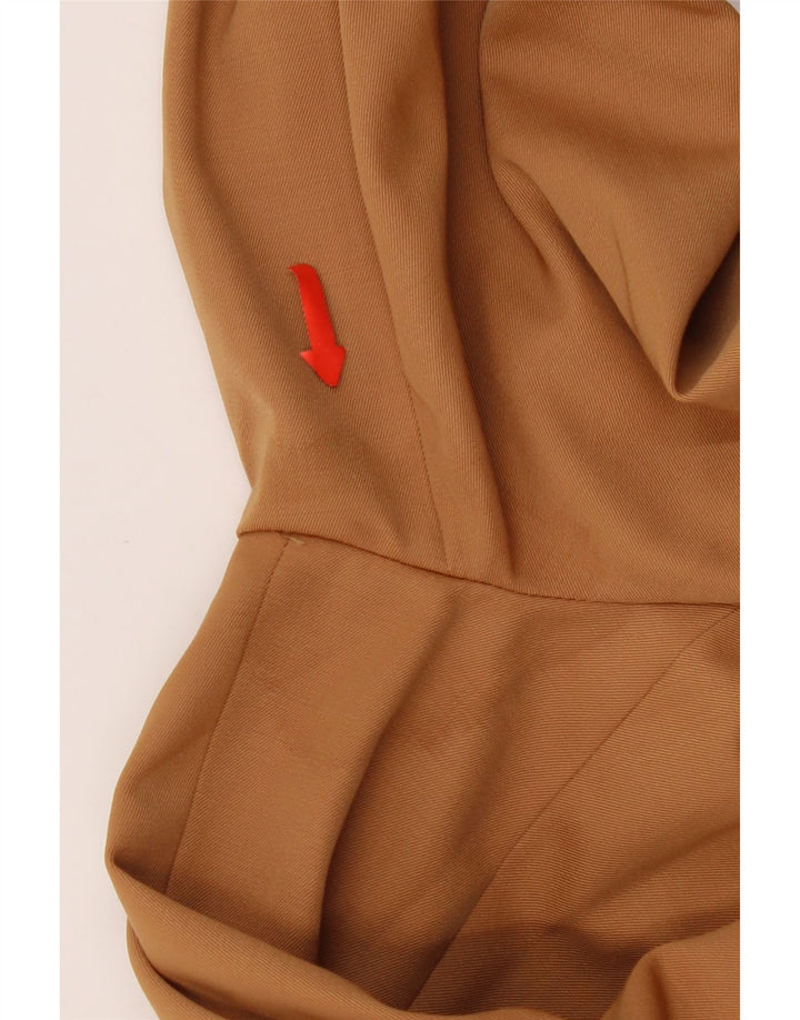 vintage Femme 3 Boutons 3/4 Manches Blazer Veste IT 42 Rayonne Brun Moyen