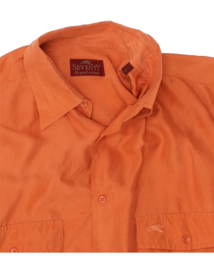 SEVENTY Mens Short Sleeve Shirt Large Orange Vintage Seventy and Second-Hand Seventy from Messina Hembry 