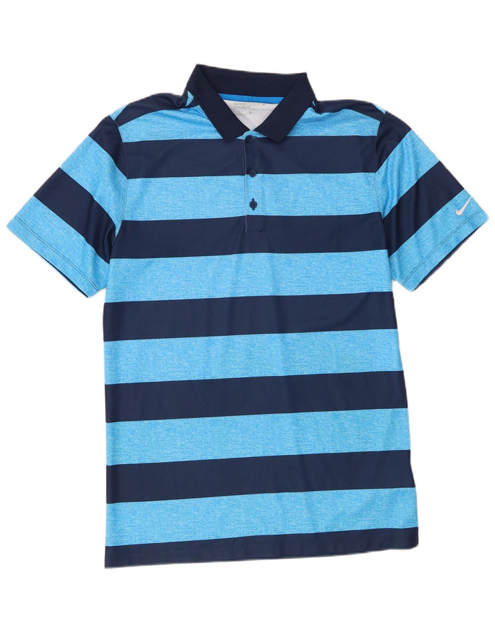 Nike Homme Dri Fit Standard Polo Petit Bleu Rayé Polyester