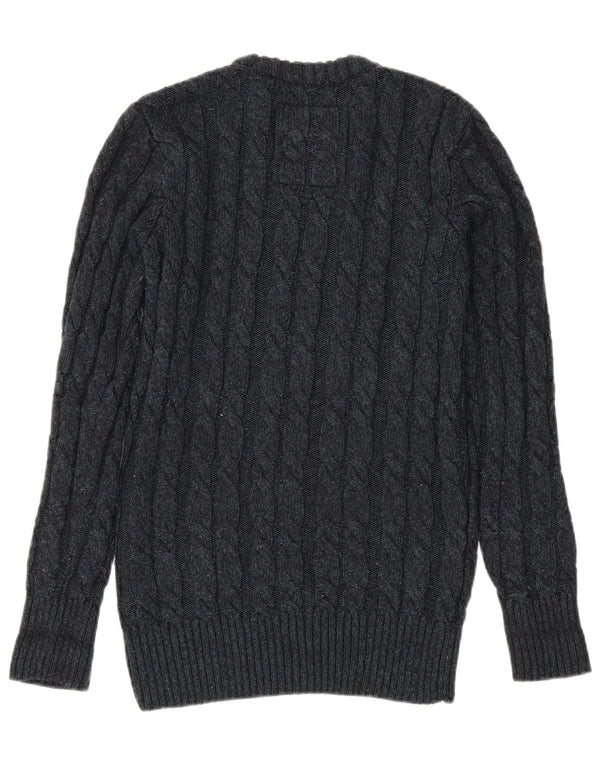 Superdry Pull à col rond pour homme Petit Bleu Marine Acrylique