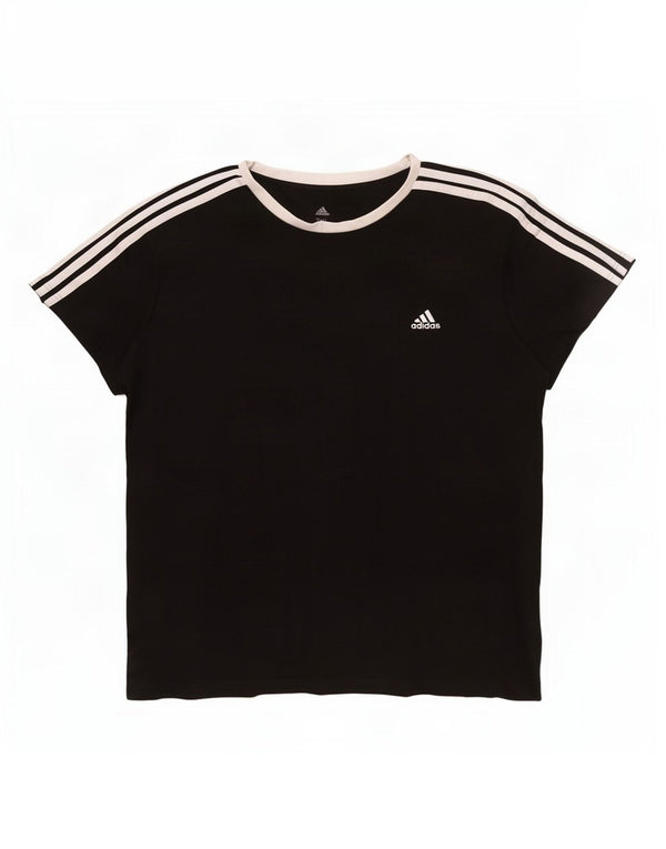 Adidas T-Shirt Femme Top UK 24/26 2XL Noir Coton