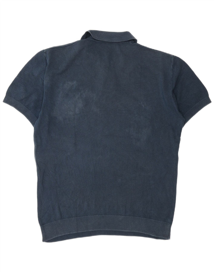 Zara Pull à manches courtes et col polo pour homme Bleu marine moyen