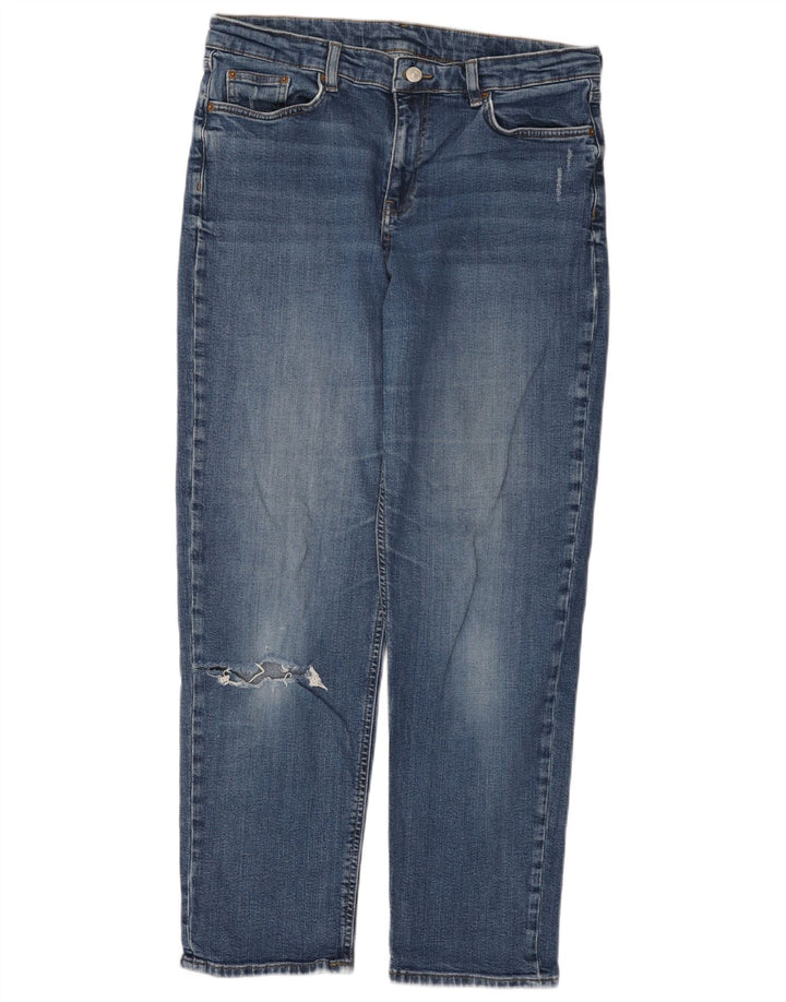 Marks & Spencer Jean droit vieilli pour femme UK 14 Large W34 L30 Bleu