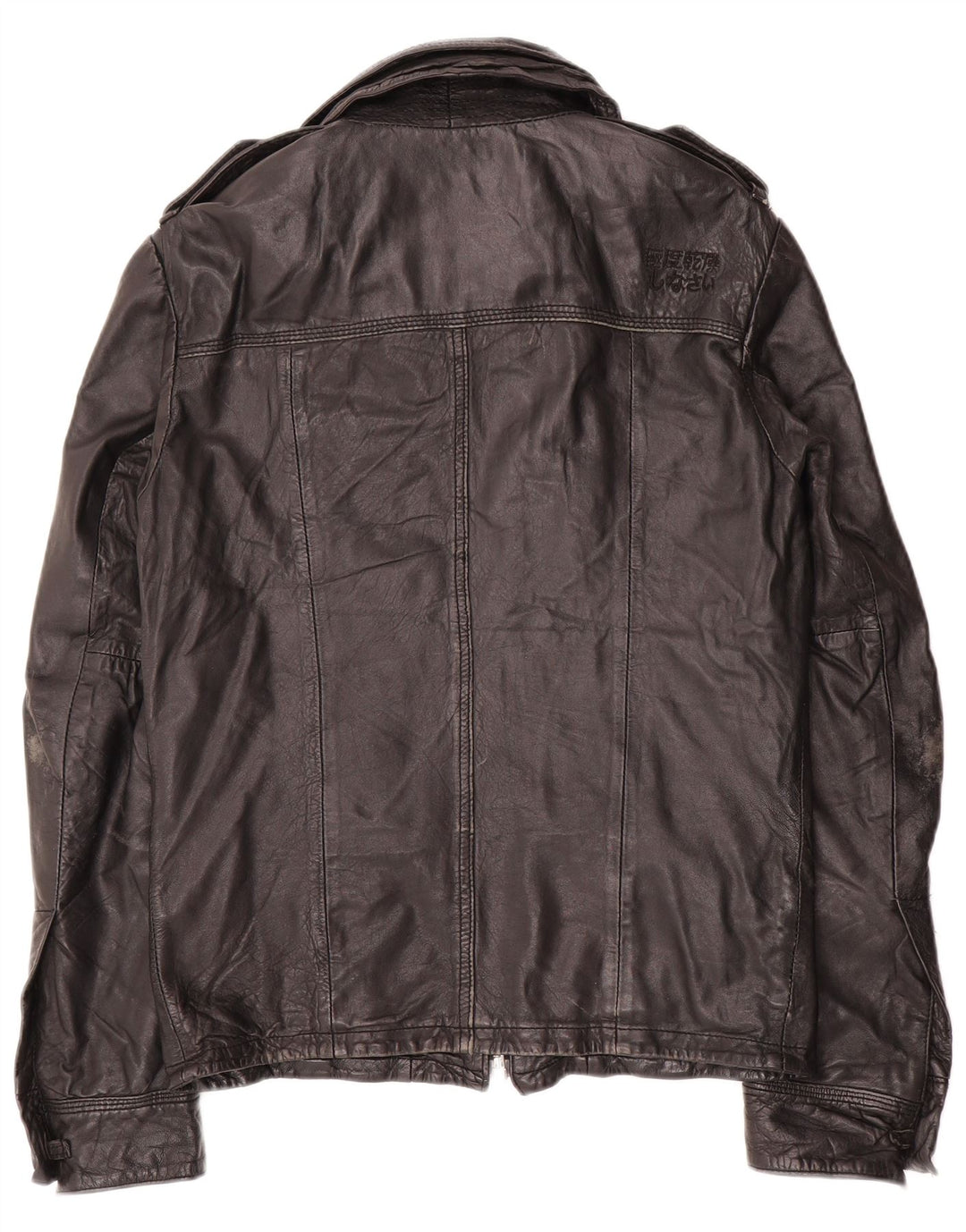 Superdry Veste en cuir militaire pour homme UK 36 Petit cuir noir