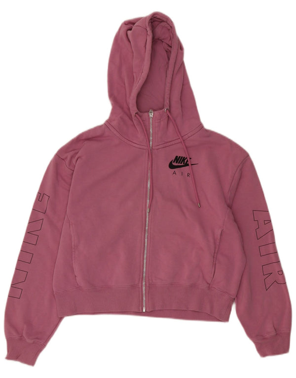 Nike Pull à capuche surdimensionné avec fermeture éclair pour femme UK 6 XS en coton rose