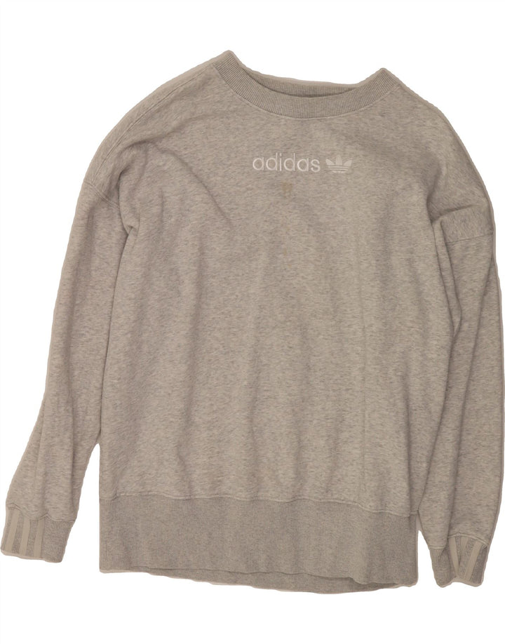 ADIDAS Womens Oversized Graphic Sweatshirt Jumper UK 10 Small  Grey Cotton Vintage Adidas and Second-Hand Adidas from Messina Hembry 