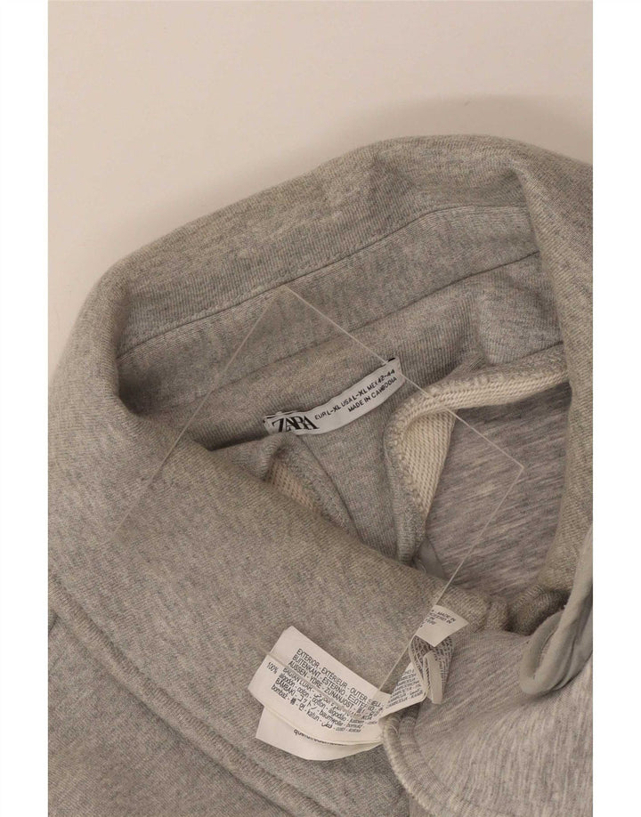 Zara Womens Bomber Jacket UK 16 Large Gris Coton