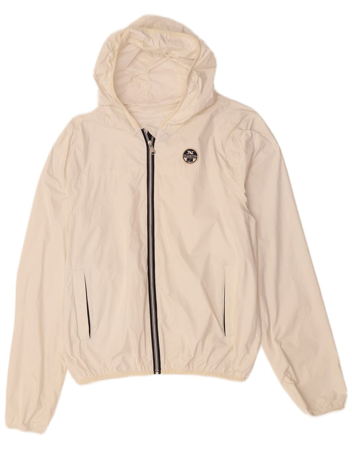 North Sails Veste de pluie à capuche pour femme UK 14 Medium Blanc