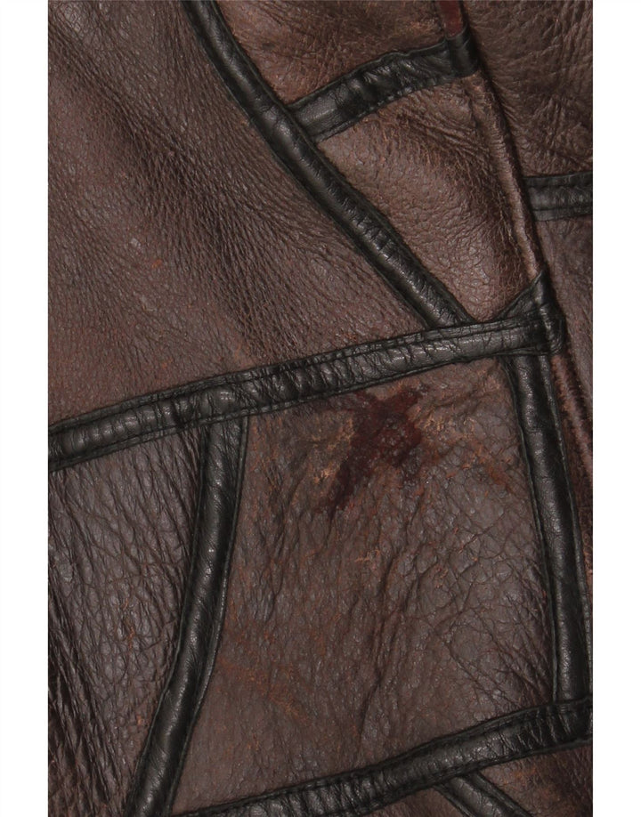 Manteau en peau de mouton femme vintage UK 18 XL Patchwork Marron