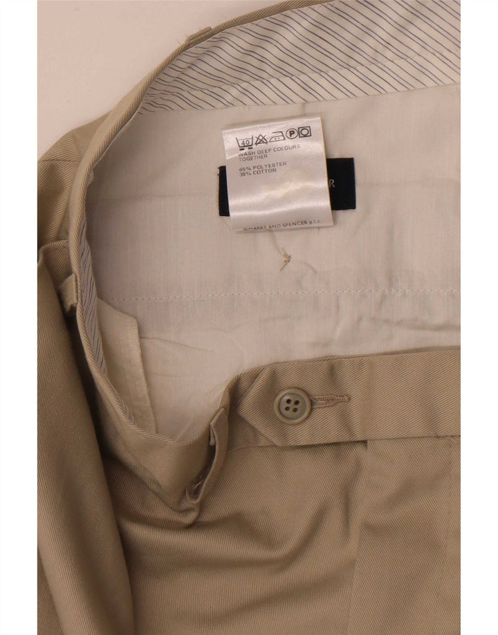 Marks & Spencer Pantalon de costume droit Blue Harbour pour homme W36 L33 Beige