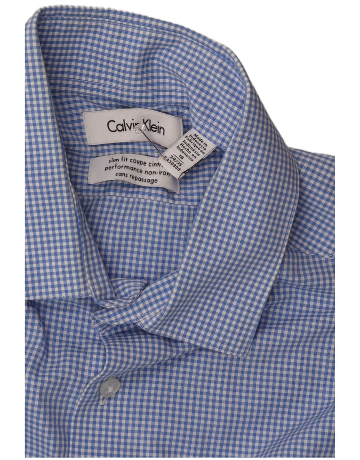 Calvin Klein Chemise slim fit pour homme Taille 16 Grand Vichy bleu