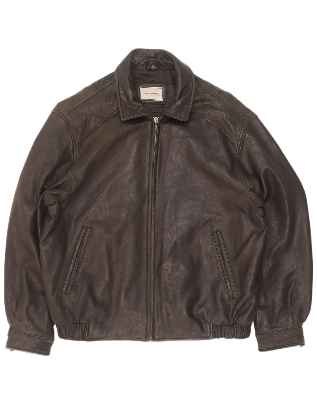 Hathaway Veste en cuir pour homme UK 42 XL Cuir noir