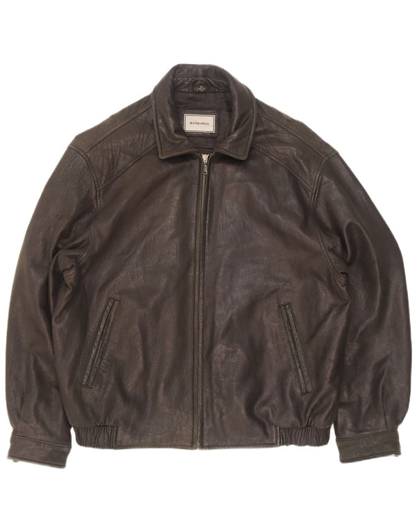 Hathaway Veste en cuir pour homme UK 42 XL Cuir noir