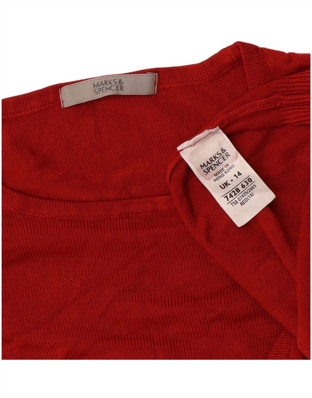 Marks & Spencer Pull court à col rond pour femme Rouge moyen UK 14
