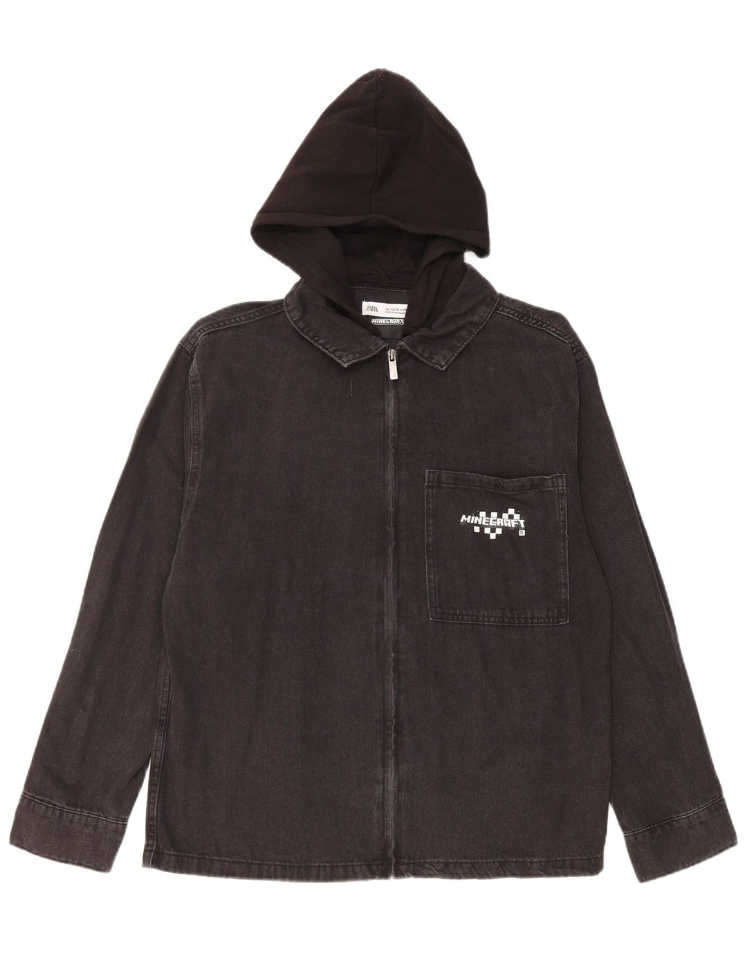 Veste en jean à capuche graphique Zara garçon 13-14 ans noir