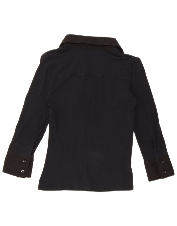 Liu Jo Femme Pull Chemise à Manches 3/4 Chemisier UK 8 Petit Bleu Marine