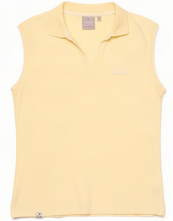 Polo sans manches Dunlop pour femme UK 14 Coton jaune moyen