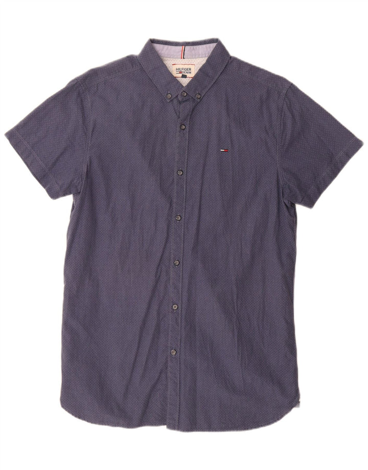 Tommy Hilfiger Chemise à manches courtes pour hommes Large Blue Spotted