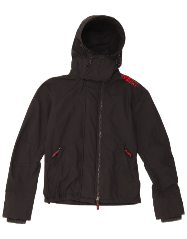 Superdry Veste de pluie à capuche graphique pour femme UK 6 XS Nylon noir