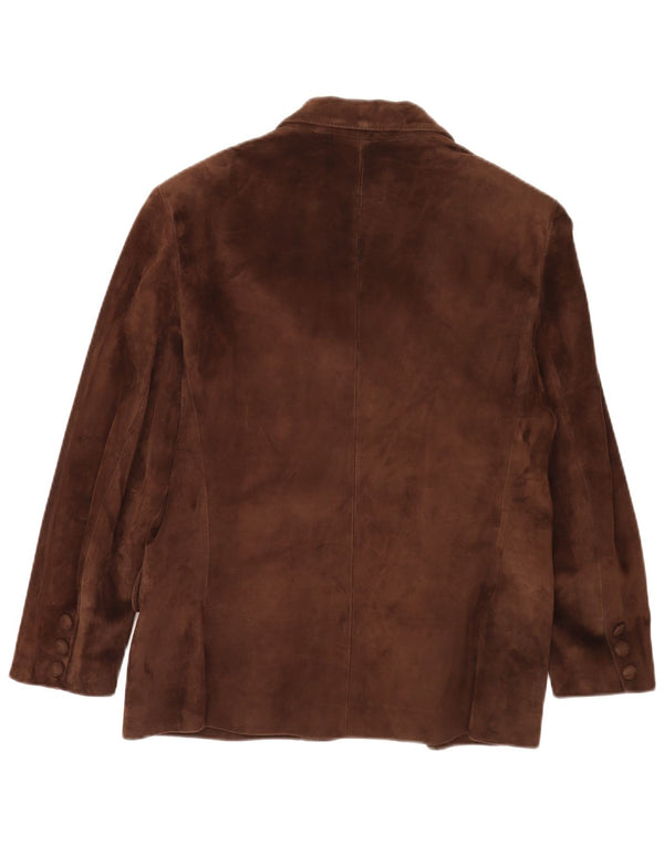 vintage Femme Suède 3 Bouton Blazer Veste UK 12 Brun Moyen