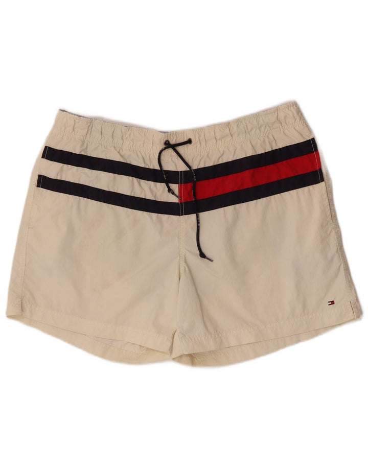 Tommy Hilfiger Short de bain pour homme Large en polyester color block blanc cassé