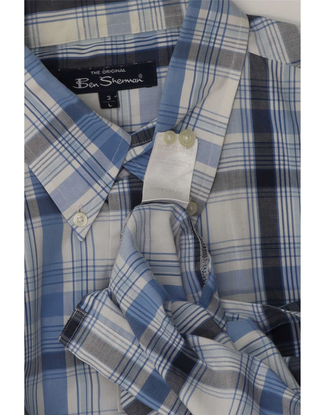 Ben Sherman Chemise à manches courtes pour homme en coton à carreaux bleus