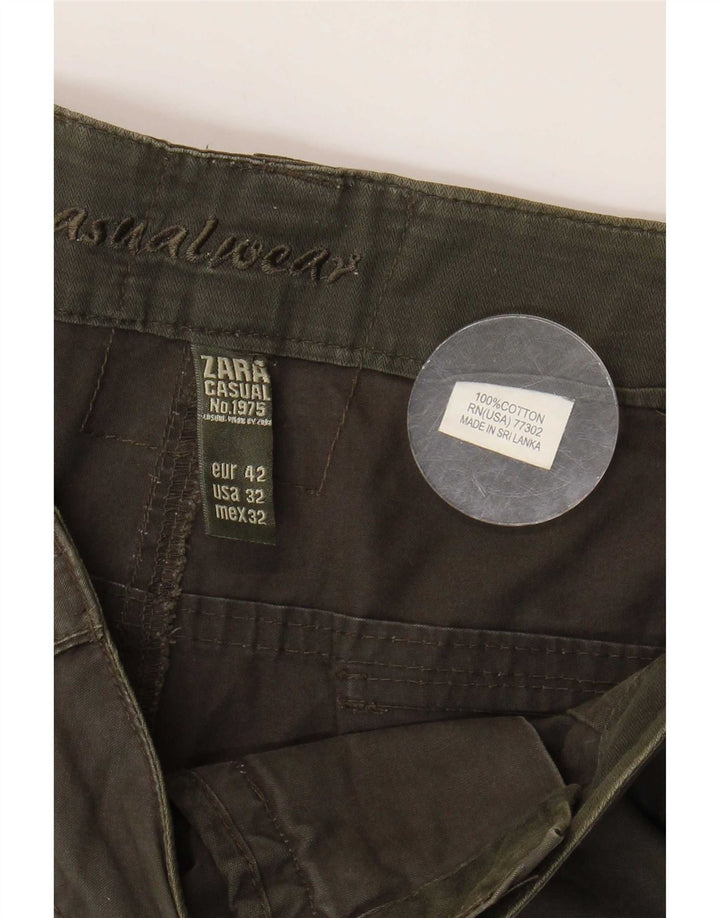 Zara Short cargo pour homme EU 42 Large W32 Kaki Coton