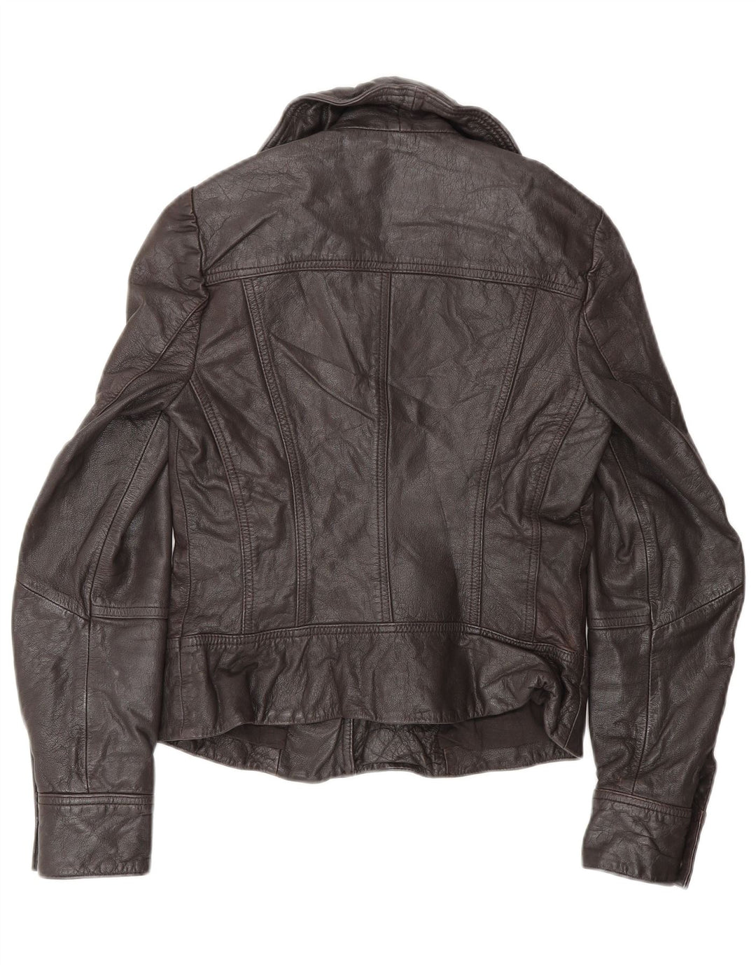 All Saints Veste de motard pour femme UK 8 Petit cuir marron